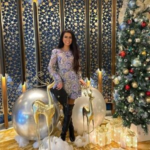 Bronx and banco Floral Long-Sleeve Dress size L run small